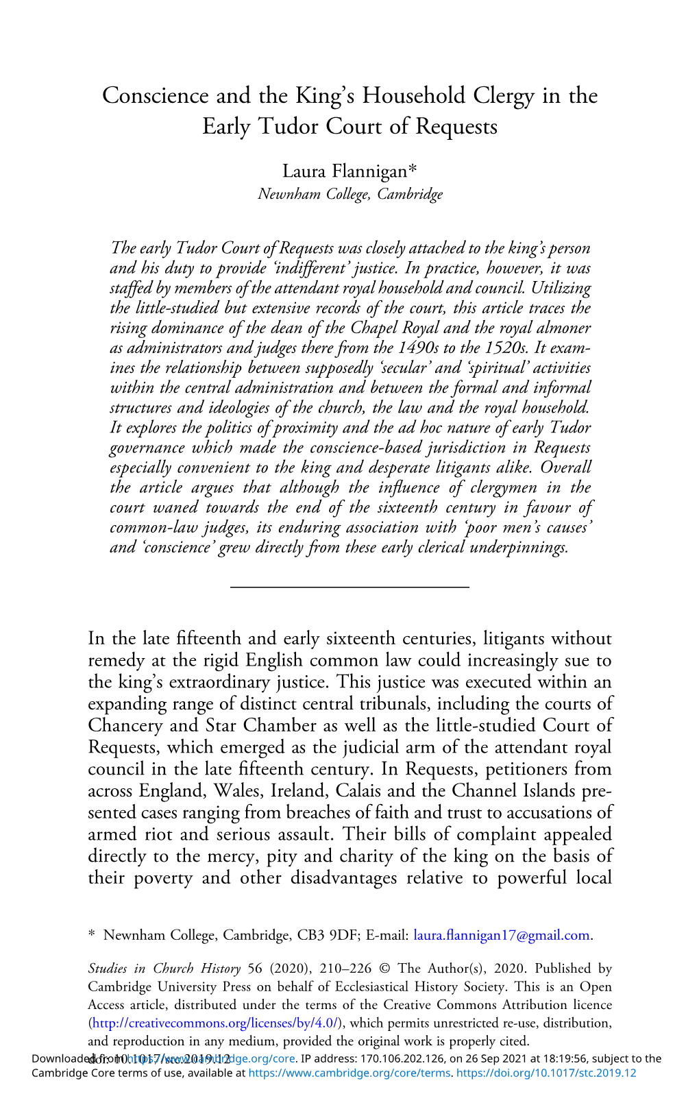 Conscience and the King's Household Clergy in the Early Tudor Court Of