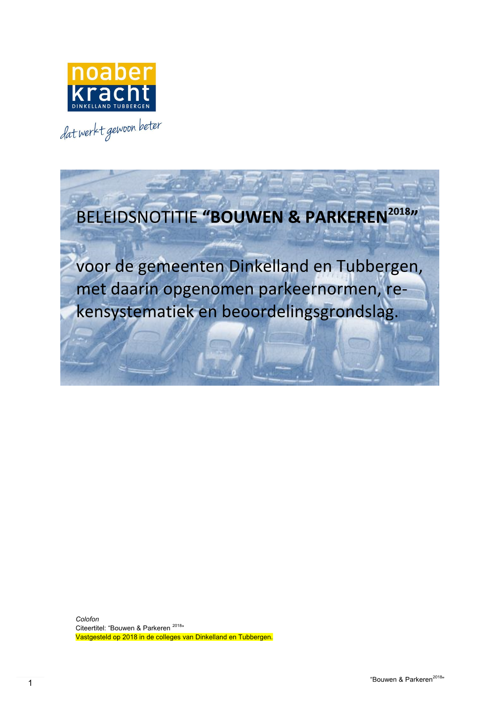 Beleidsnotitie “Bouwen & Parkeren ”