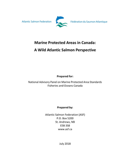 Marine Protected Areas in Canada: a Wild Atlantic Salmon Perspective