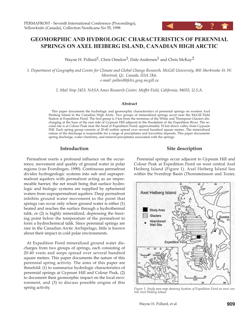 Geomorphic and Hydrologic Characteristics of Perennial Springs on Axel Heiberg Island, Canadian High Arctic