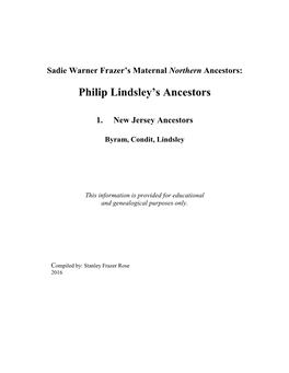 Philip Lindsley's Ancestors