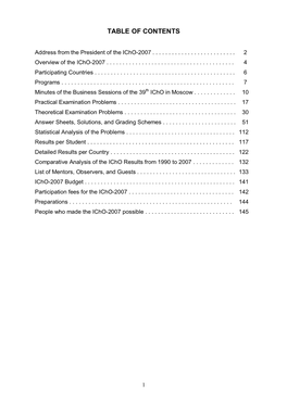 Table of Contents