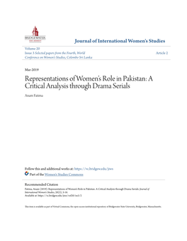 Representations of Women's Role in Pakistan: a Critical Analysis