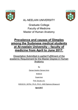 Prevalence and Causes of Dimples Among the Sudanese Medical Students at Al-Neelain University – Faculty of Medicine from April to June 2017