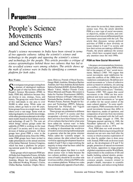 People's Science Movements and Science Wars?