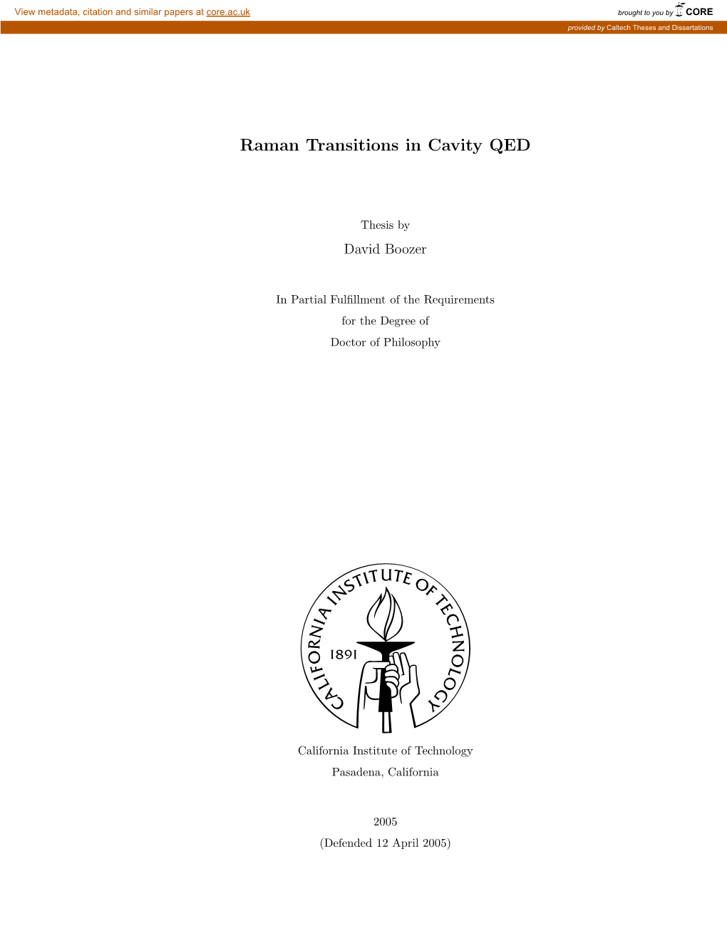 Raman Transitions in Cavity QED