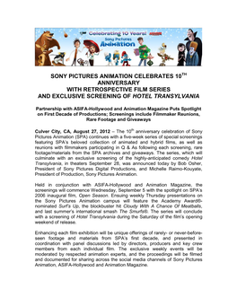 Sony Pictures Animation Celebrates 10 Anniversary
