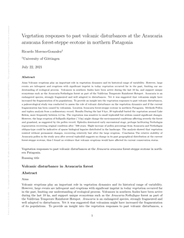 Vegetation Responses to Past Volcanic Disturbances at the Araucaria