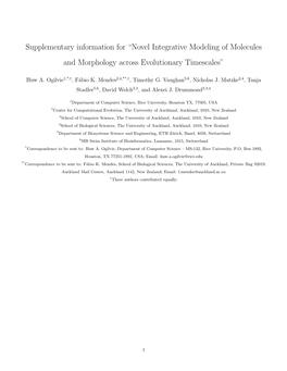 Supplementary Information for “Novel Integrative Modeling of Molecules and Morphology Across Evolutionary Timescales”