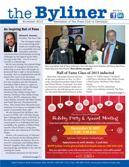 November 2013 Newsletter of the Press Club of Cleveland