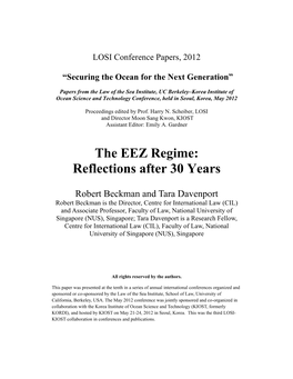 The EEZ Regime: Reflections After 30 Years