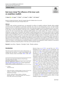 Bad Moon Rising? the Influence of the Lunar Cycle on Amphibian Roadkills