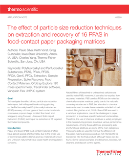 The Effect of Particle Size Reduction Techniques on Extraction and Recovery of 16 PFAS in Food-Contact Paper Packaging Matrices