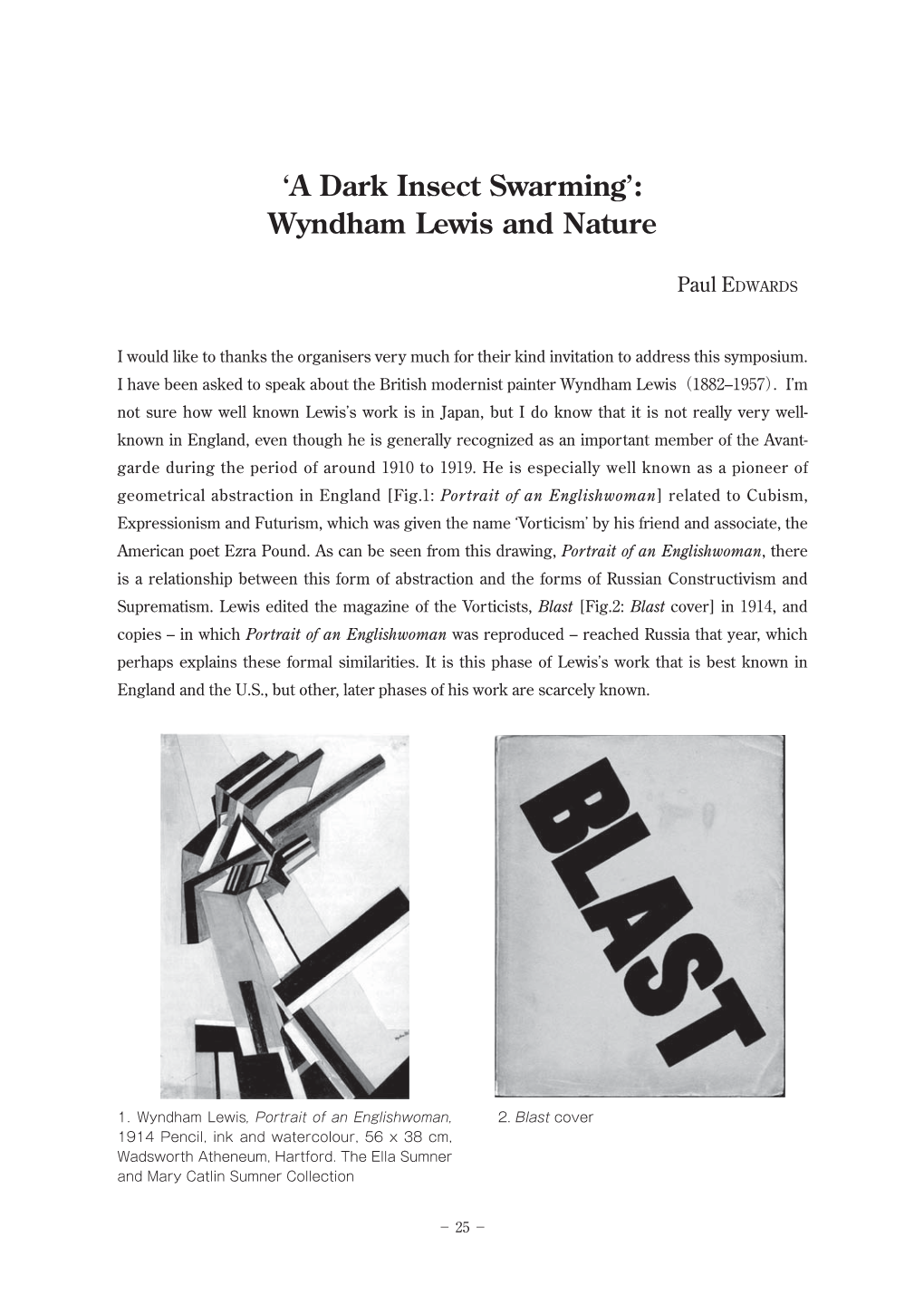A Dark Insect Swarming : Wyndham Lewis and Nature