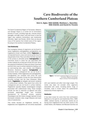 Cave Biodiversity of the Southern Cumberland Plateau Kirk S