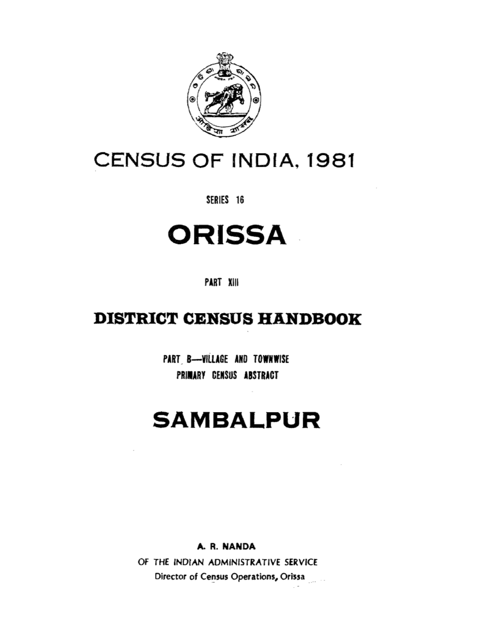 Village and Townwise Primary Census Abstract, Sambalpur, Part-B