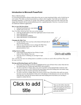 Introduction to Microsoft Powerpoint