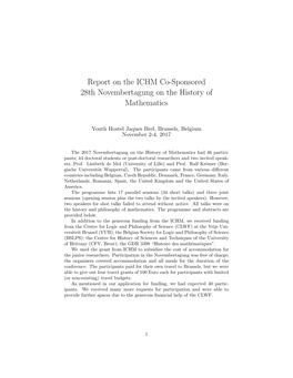 Report on the ICHM Co-Sponsored 28Th Novembertagung on the History of Mathematics