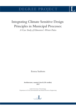 Climate Sensitive Design Principles in Municipal Processes: a Case Study of Edmonton’S Winter Patios