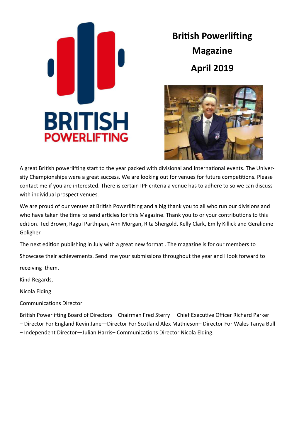 British Powerlifting Magazine April 2019