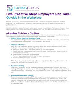 Five Proactive Steps Employers Can Take: Opioids in the Workplace