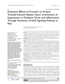 Protective Effects of Crocetin on Arsenic Trioxide-Induced Hepatic