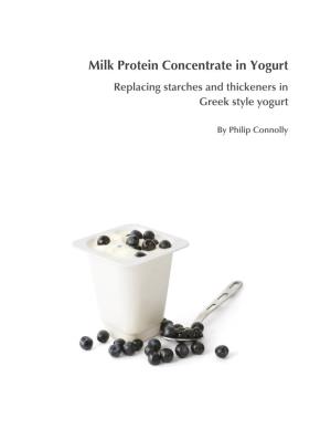 Milk Protein Concentrate in Yogurt