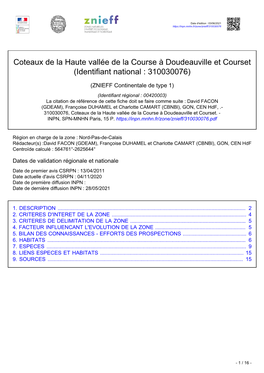 Coteaux De La Haute Vallée De La Course À Doudeauville Et Courset (Identifiant National : 310030076)