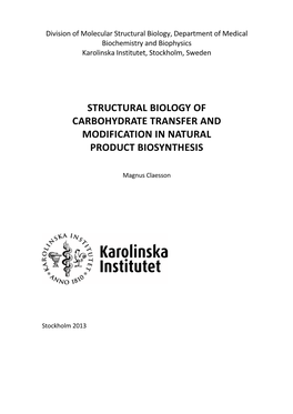Structural Biology of Carbohydrate Transfer and Modification in Natural Product Biosynthesis