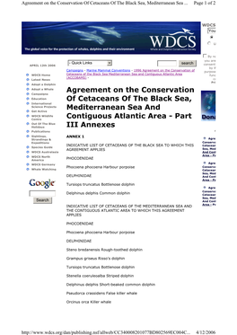 Agreement on the Conservation of Cetaceans of the Black Sea, Mediterranean Sea and Contiguous Atlantic Area