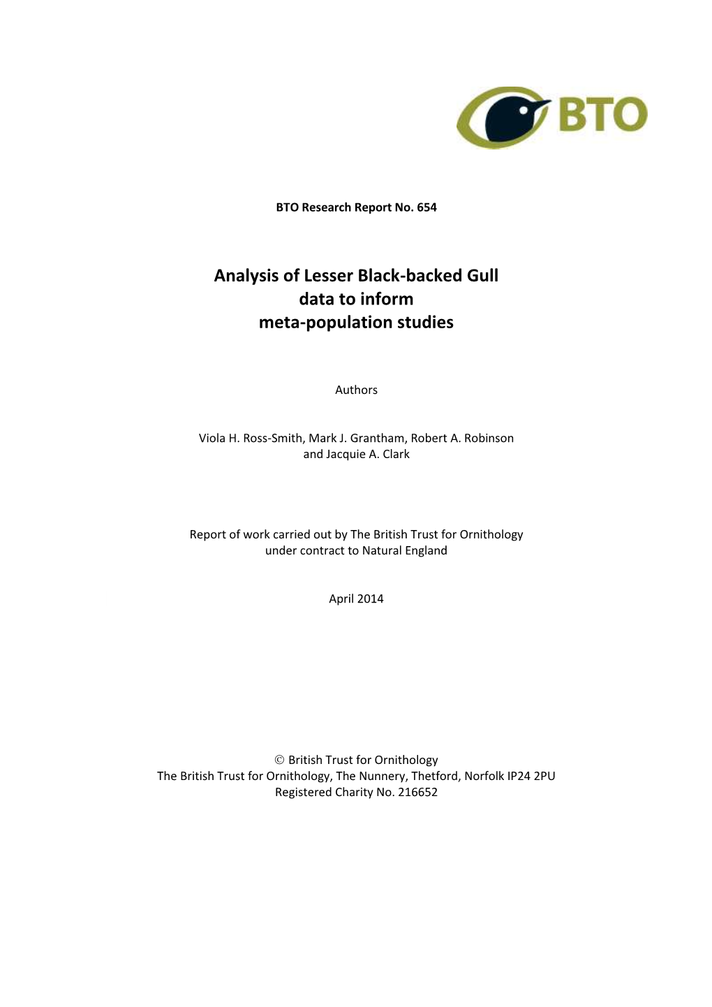 Lesser Black-Backed Gull Data to Inform Meta-Population Studies