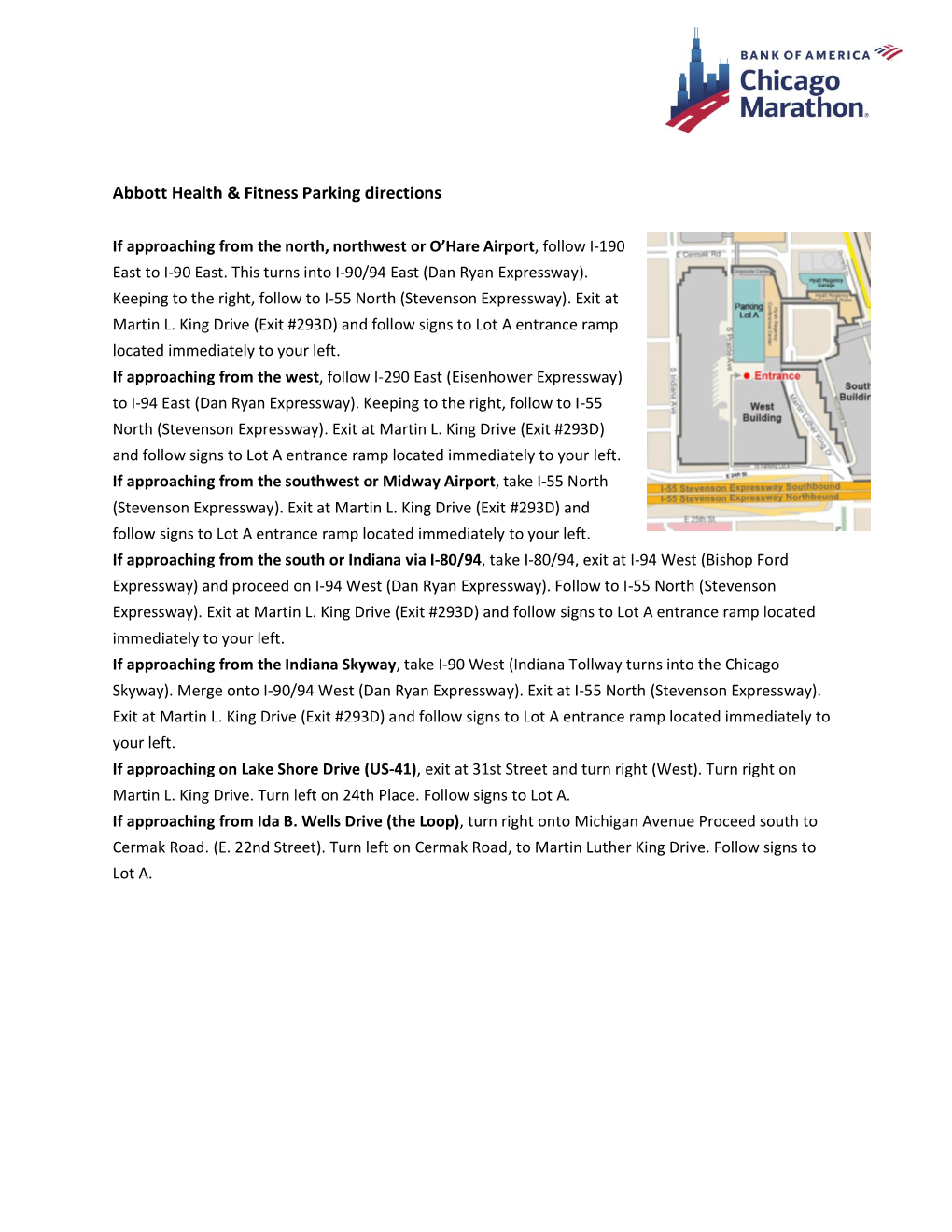 Abbott Health & Fitness Parking Directions