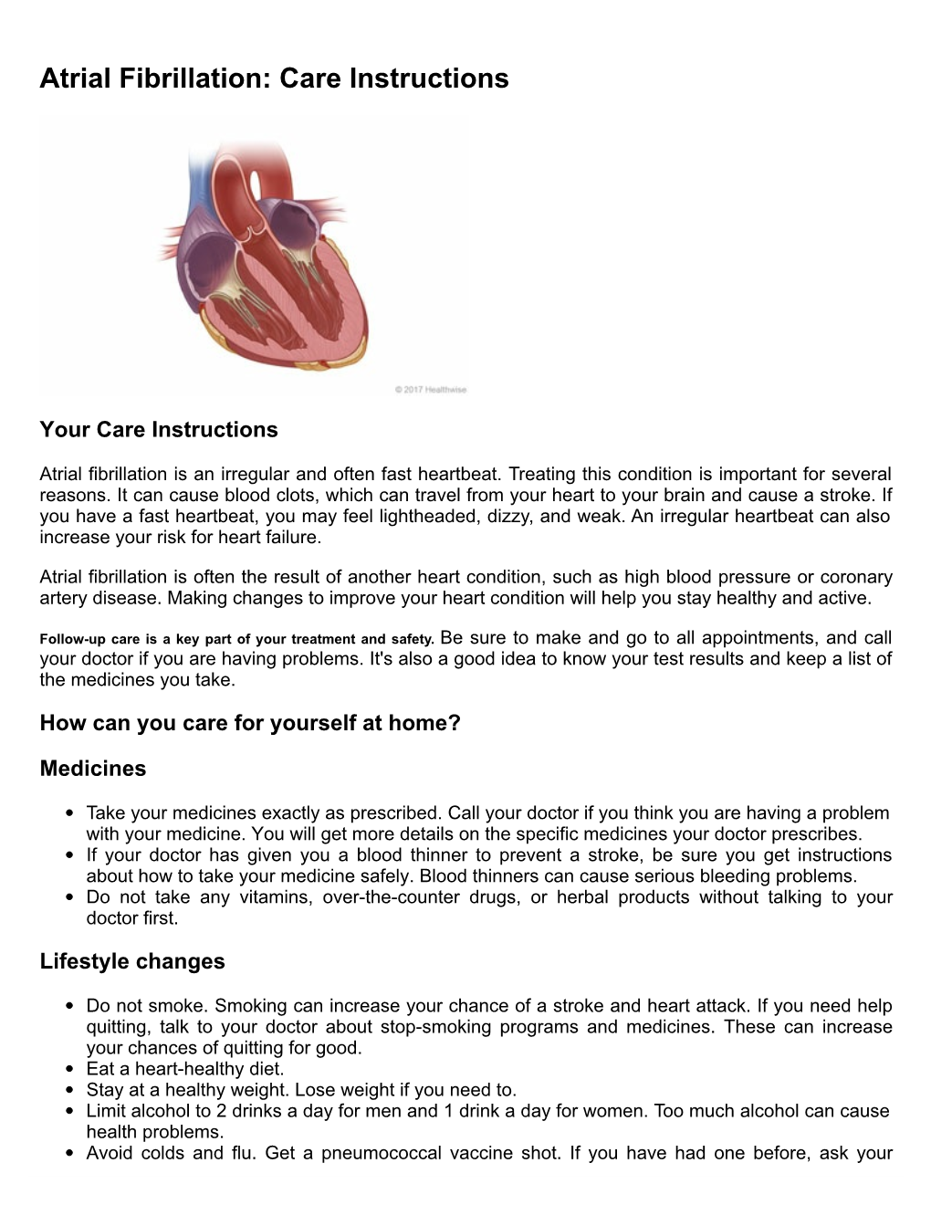 Atrial Fibrillation: Care Instructions
