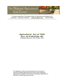 U.S. Farm Bills, National Agricultural Law Center