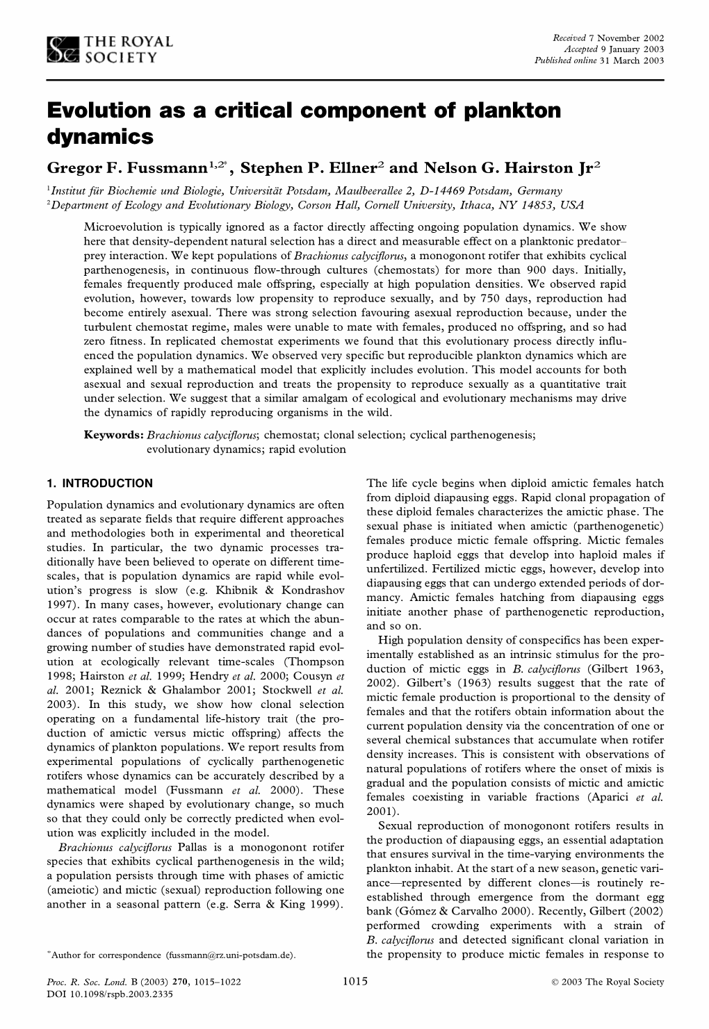 Evolution As a Critical Component of Plankton Dynamics