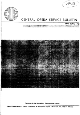 Central Opera Service Bulletin ~ May-June, 1961