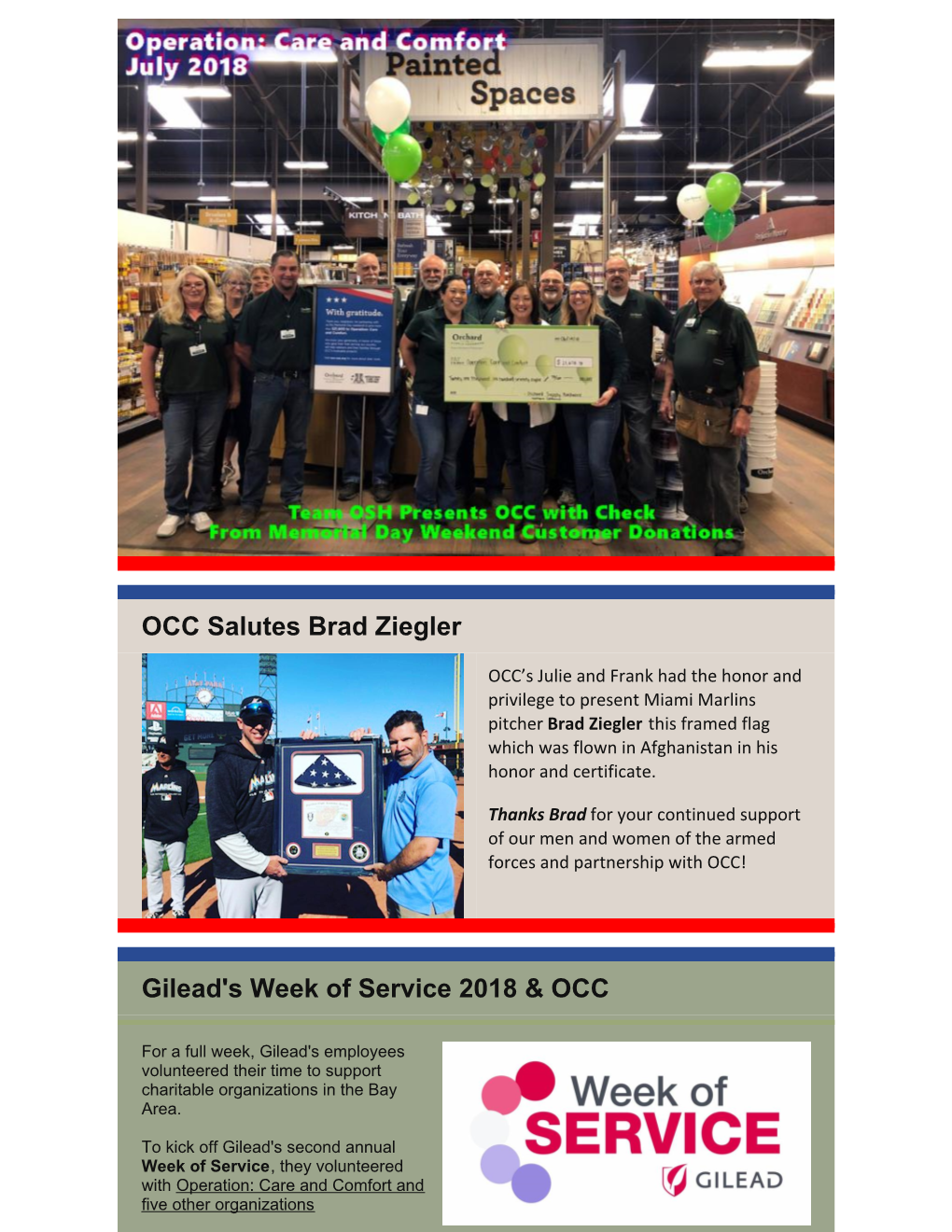 OCC Salutes Brad Ziegler Gilead's Week of Service 2018 &
