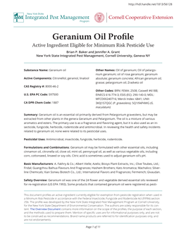 Geranium Oil Profile Integrated Pest Management Cornell Cooperative Extension Program