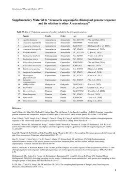 Supplementary Material to “Araucaria Angustifolia Chloroplast Genome Sequence and Its Relation to Other Araucariaceae”