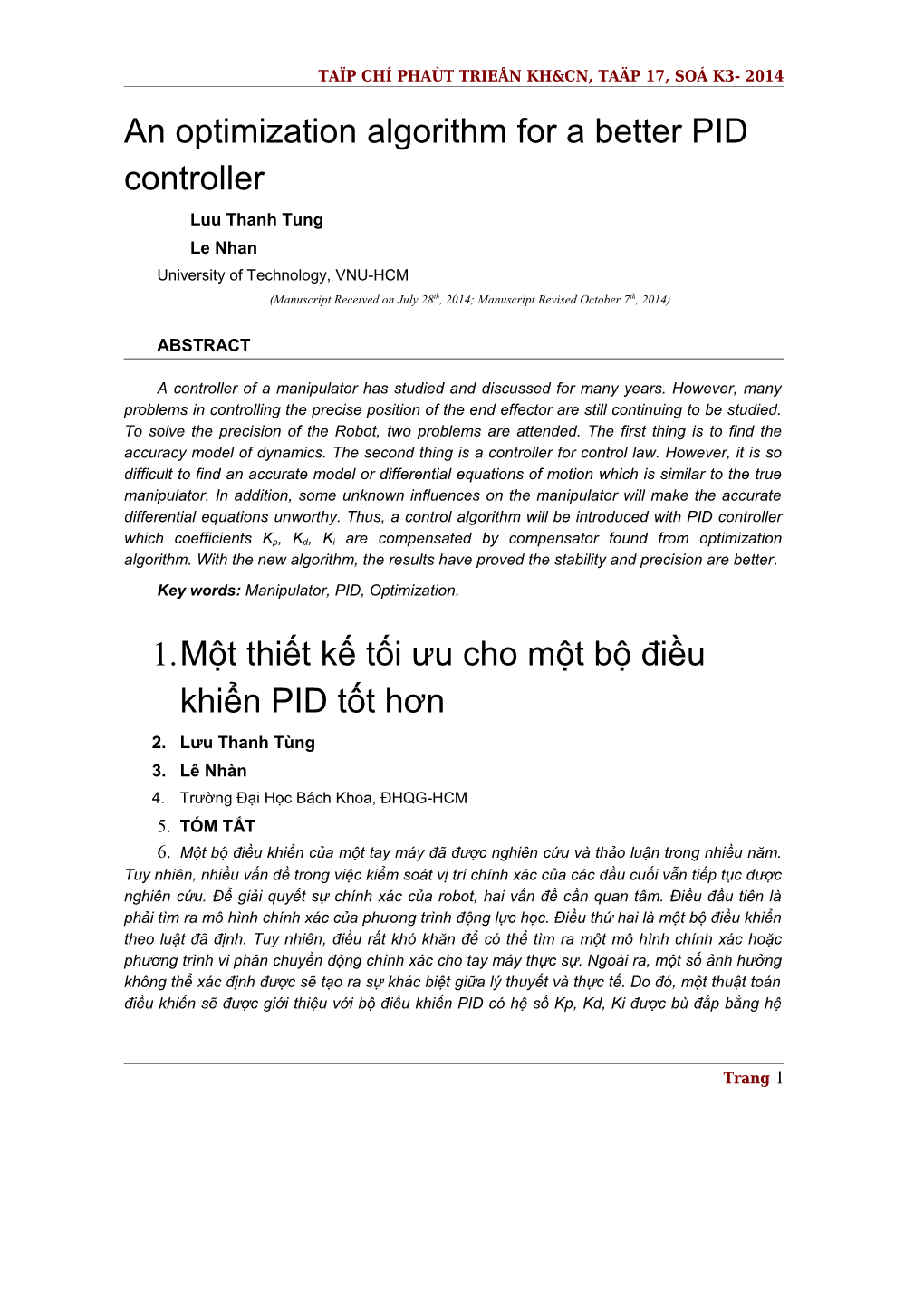 An Optimization Algorithm for a Better PID Controller