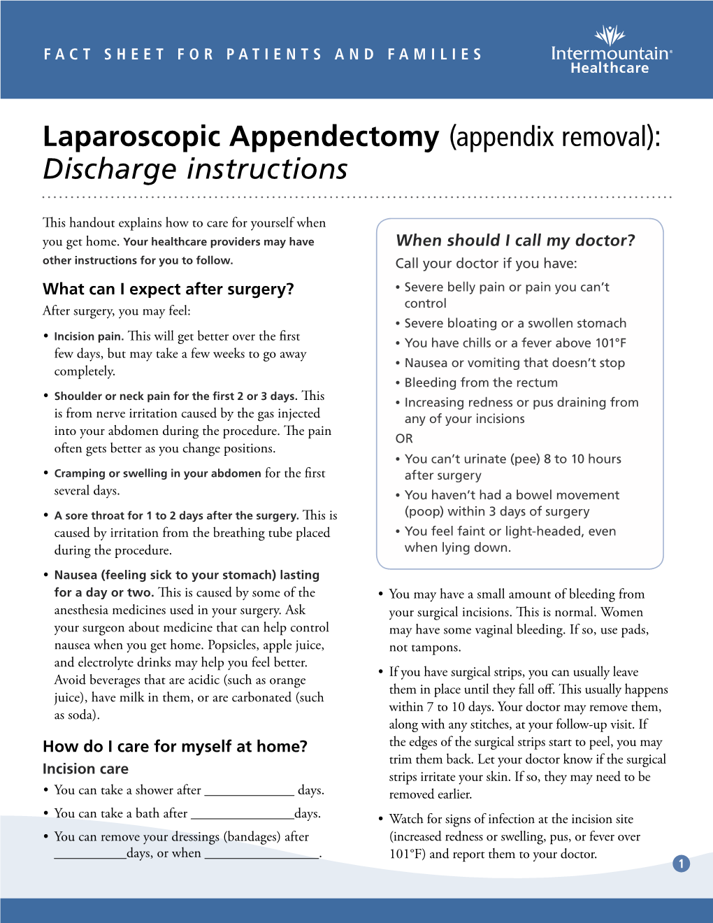 (Appendix Removal): Discharge Instructions