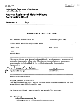 National Register of Historic Places Continuation Sheet