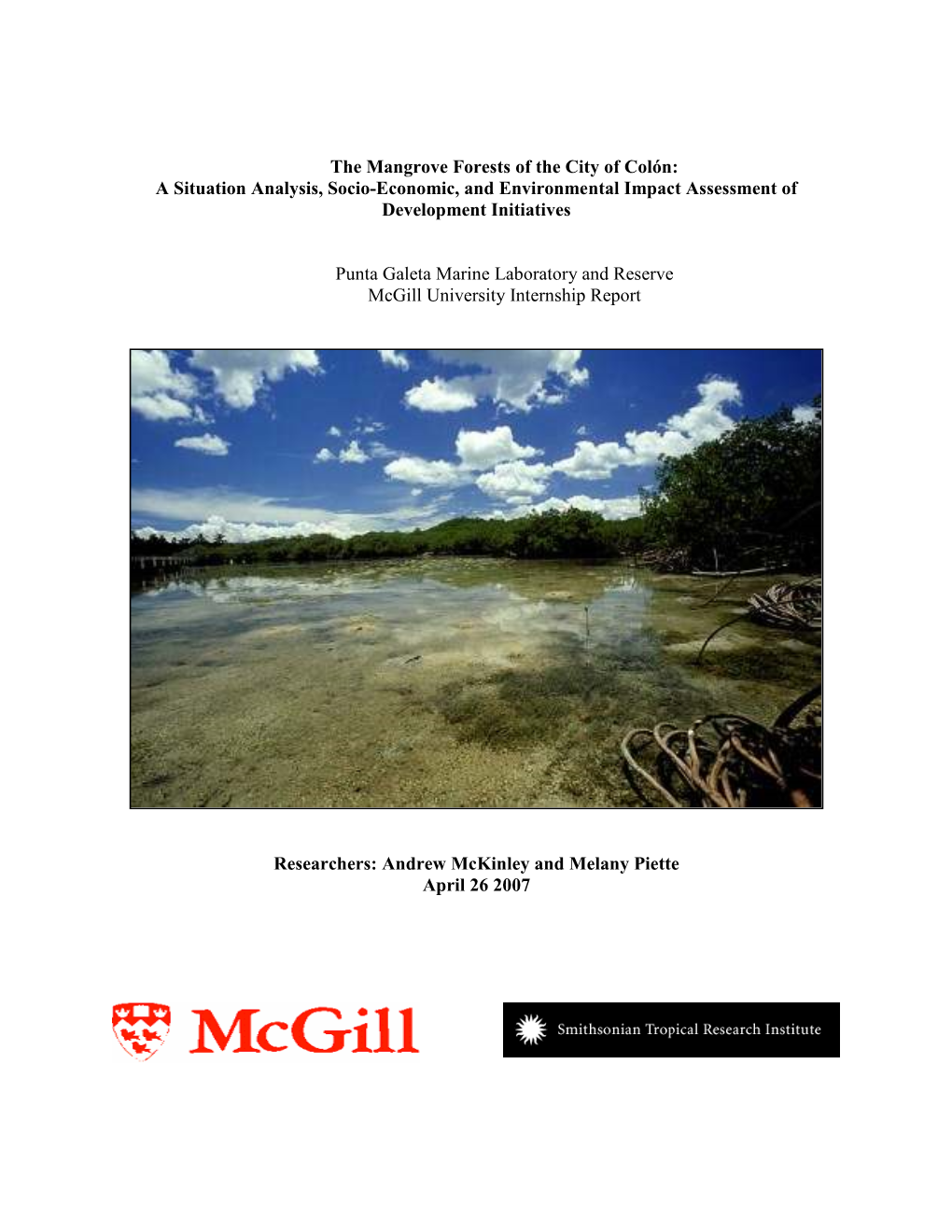 The Mangrove Forests of the City of Colón: a Situation Analysis, Socio-Economic, and Environmental Impact Assessment of Development Initiatives