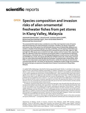 Species Composition and Invasion Risks of Alien Ornamental Freshwater