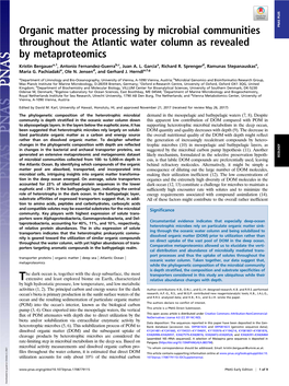 Organic Matter Processing by Microbial Communities Throughout