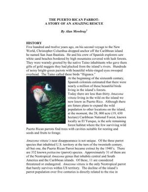 The Puerto Rican Parrot—A Story of an Amazing Rescue
