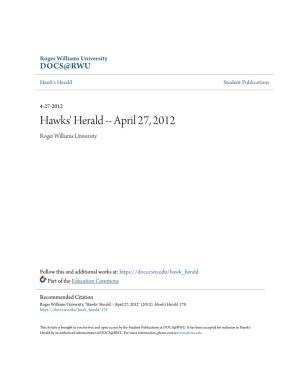 Hawks' Herald -- April 27, 2012 Roger Williams University