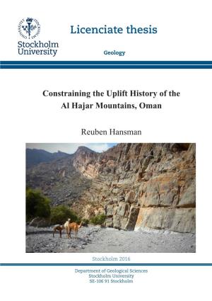 Constraining the Uplift History of the Al Hajar Mountains, Oman