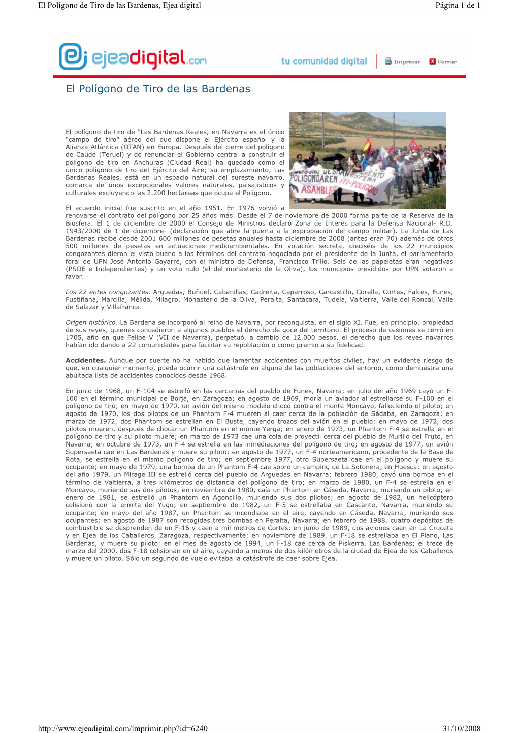 El Polígono De Tiro De Las Bardenas, Ejea Digital Página 1 De 1