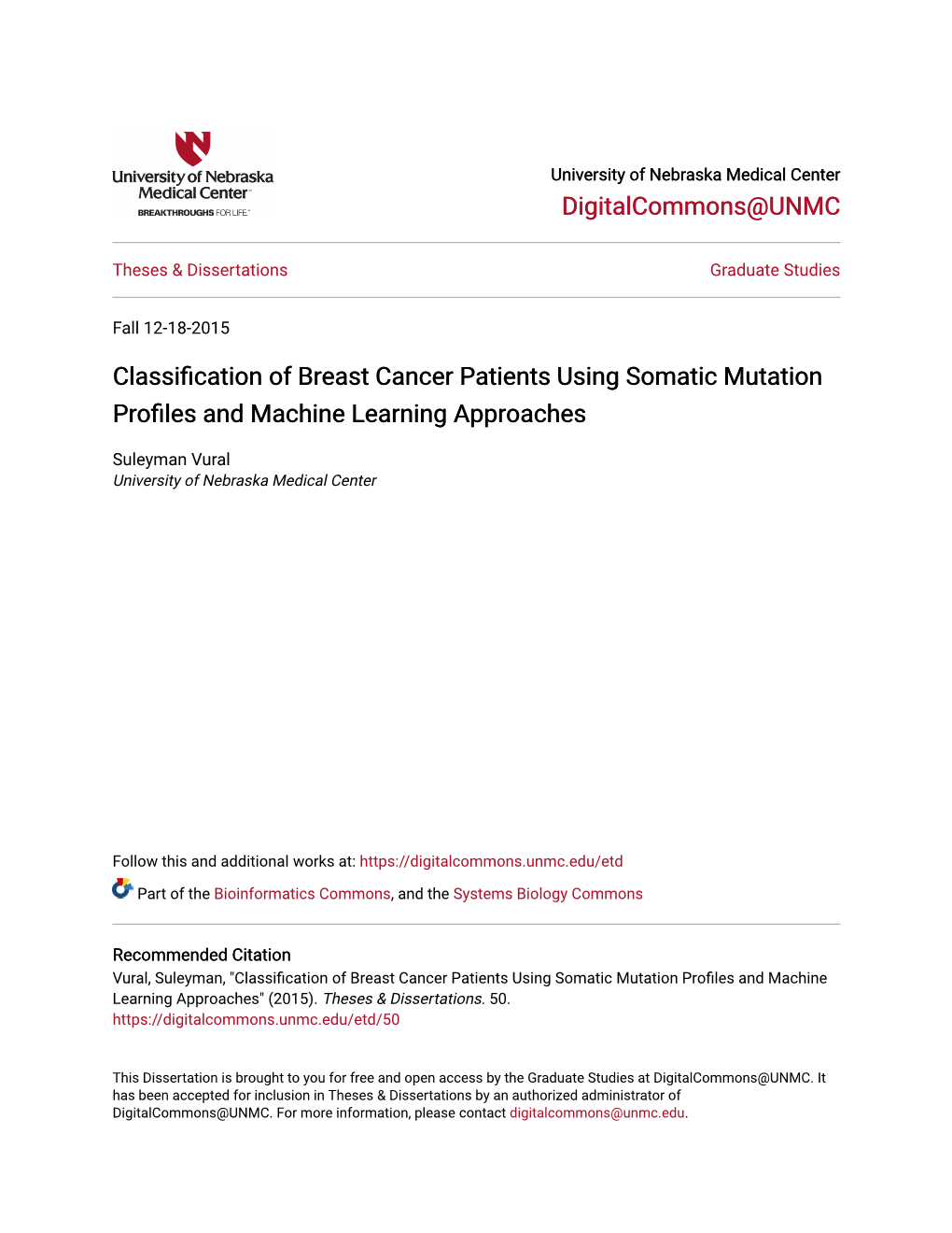 Classification of Breast Cancer Patients Using Somatic Mutation Profiles and Machine Learning Approaches